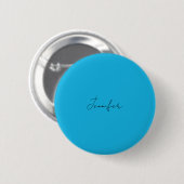 Calligrafie Elegant Plain Simple Name Blue Ronde Button 5,7 Cm (Voorkant /achterkant)