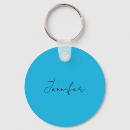 Calligrafie Elegant Plain Simple Name Blue Sleutelhanger