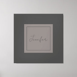 Calligrafie Elegant Plain Simple Name Gray Canvas Afdruk