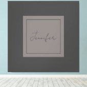 Calligrafie Elegant Plain Simple Name Gray Canvas Afdruk (Insitu (Houten vloer))