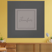 Calligrafie Elegant Plain Simple Name Gray Canvas Afdruk (Insitu (Woonkamer))