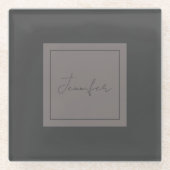 Calligrafie Elegant Plain Simple Name Gray Glazen Onderzetter (Voorkant)