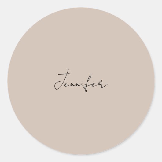 Calligrafie Elegant Plain Simple Name Ronde Sticker (Voorkant)