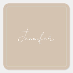 Calligrafie Elegant Plain Simple Name Vierkante Sticker