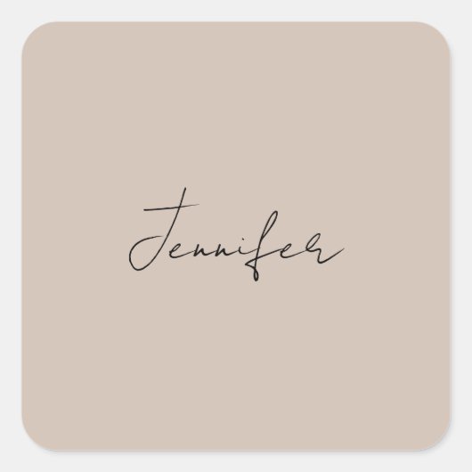 Calligrafie Elegant Plain Simple Name Vierkante Sticker (Voorkant)