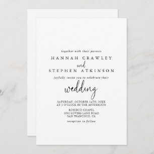 Calligrafie Elegant Script Front & Back Wedding   Kaart