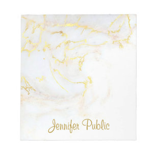 Calligrafie Elegant Sjabloon Gold White Marble Notitieblok