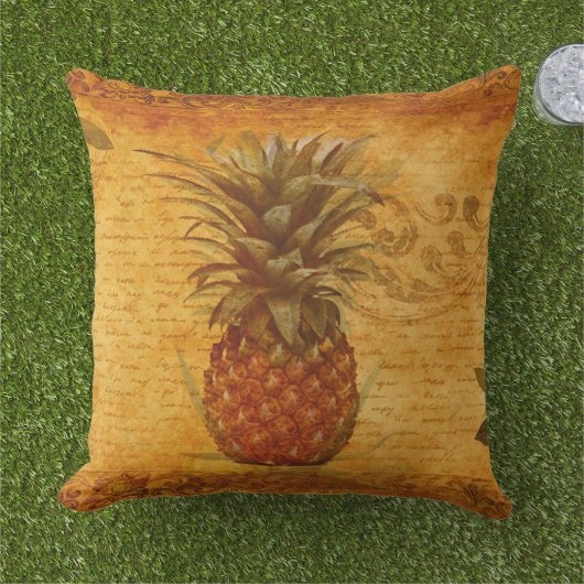 Calligrafie en ananas buitenkussen (Gras)