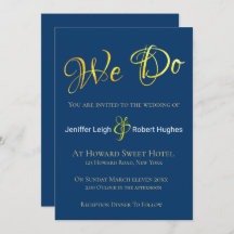 Calligrafie Faux Gold Foil Wedding Invitation