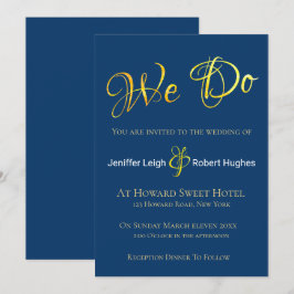 Calligrafie Faux Gold Foil Wedding Invitation Kaart