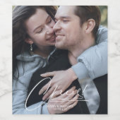 Calligrafie Floral Dusty Blue ID771 Wijn Etiket (Enkel label)