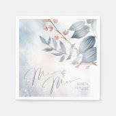 Calligrafie Floral Mr. en Mrs Dusty Blue ID771 Servet (Voorkant)