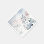 Calligrafie Floral Mr. en Mrs Dusty Blue ID771 Servet (Hoek)