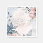 Calligrafie Floral Wedding Dusty Blue ID771 Servet (Voorkant)