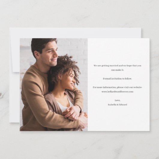 Calligrafie Foto Wedding Save the Date Kaart (Achterkant)