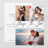 Calligrafie Foto Wedding verander de datum Save The Date (Voorkant / Achterkant)