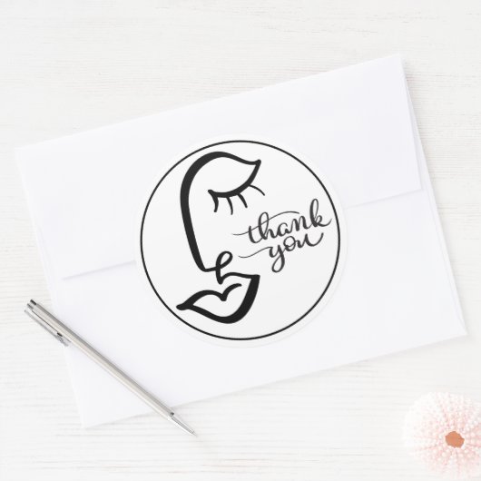 Calligrafie Gezicht Dank u Sticker (Envelop)