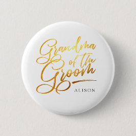 Calligrafie Gold Grandma van de Groom elegant Ronde Button 5,7 Cm