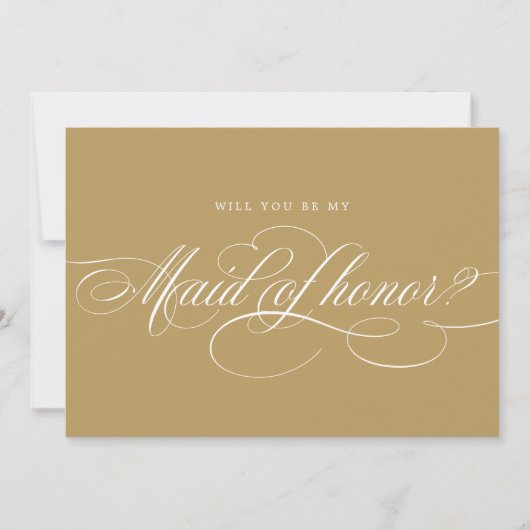 Calligrafie Gold Will You Be My Maid of Honor (Gou Kaart (Voorkant)