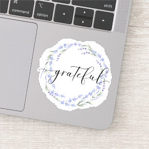 Calligrafie Grateful Lavender Wreath Sticker