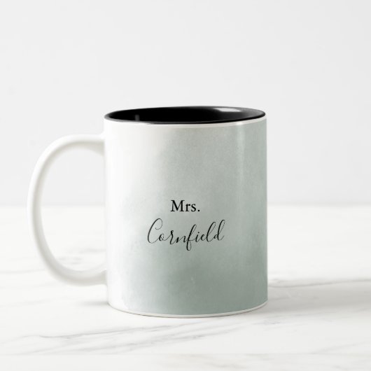 Calligrafie Green en White Mrs. Pas getrouwd Bride Tweekleurige Koffiemok (Links)