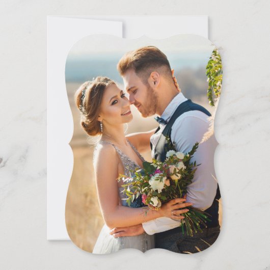 Calligrafie Green Floral Bouquet Photo Wedding Kaart (Achterkant)