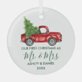 Calligrafie Green Mr. Mrs. Glas Ornament (Voorkant)