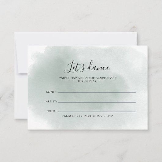 Calligrafie Green White Wedding Song Request Kaart (Voorkant)