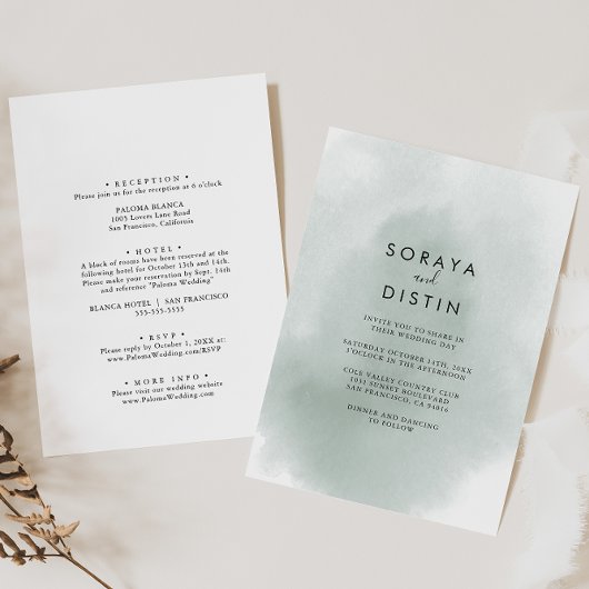 Calligrafie Groene Rug & Voorplechtige bruiloft Kaart