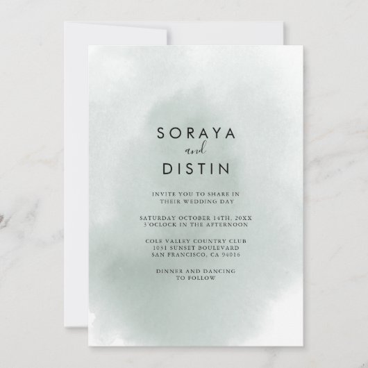 Calligrafie Groene Rug & Voorplechtige bruiloft Kaart (Voorkant)