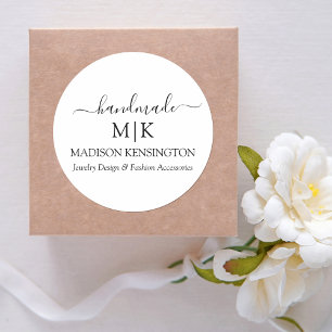 Calligrafie Handgemaakte Monogram of Logo Business Ronde Sticker