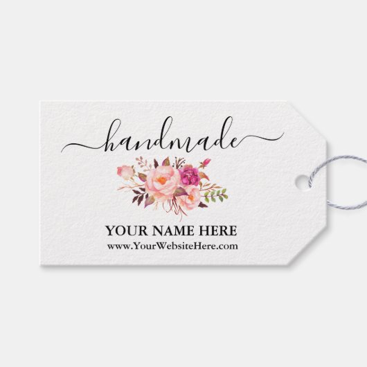 Calligrafie Handgemaakte Waterverf Roze Florence L Cadeaulabel (Voorkant (Horizontaal))