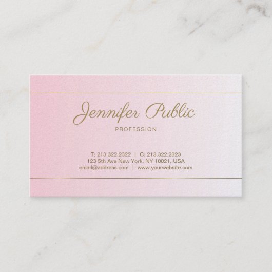 Calligrafie handgeschreven script luxe peulroze visitekaartje (Voorkant)