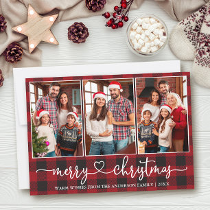 Calligrafie Harart. 3 Foto rood met kerstmis Feestdagenkaart