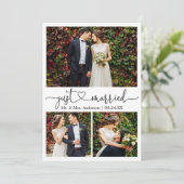 Calligrafie Harart trouwde gewoon met 3 foto's Wed Aankondiging (Staand voorkant)