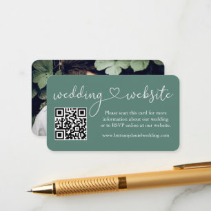 Calligrafie Harde Eucalyptus Green Wedding Web QR Informatiekaartje