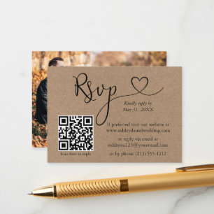 Calligrafie Harde QR Foto Weddenschap Kraft RSVP Informatiekaartje
