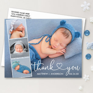 Calligrafie Hart 4 Foto Collage Baby Bedankt Briefkaart