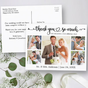 Calligrafie Hart 5 Foto Huwelijk Bedankt Briefkaart