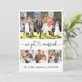 Calligrafie-hart We zijn getrouwd met 4 foto-bruil Aankondiging (Staand voorkant)