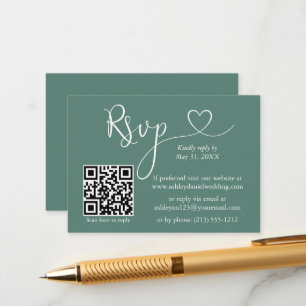 Calligrafie Hart Weddenschap QR RSVP Eucalyptus Gr Informatiekaartje