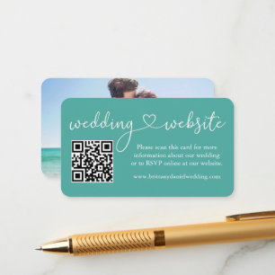 Calligrafie Hart Weddenschap Website QR Blauwgroen Informatiekaartje