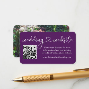 Calligrafie Hart Weddenschap Website QR Foto Paars Informatiekaartje