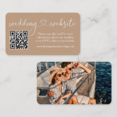 Calligrafie Hart Weddenschap Website QR Foto Taupe Informatiekaartje (Voorkant / Achterkant)