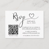 Calligrafie Hart Wedding QR Black RSVP Informatiekaartje (Voorkant)