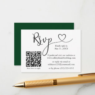 Calligrafie Hart Wedding QR Green RSVP Informatiekaartje