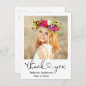 Calligrafie Hartart Afstuderen vierkant Foto Dank  Briefkaart (Voorkant / Achterkant)