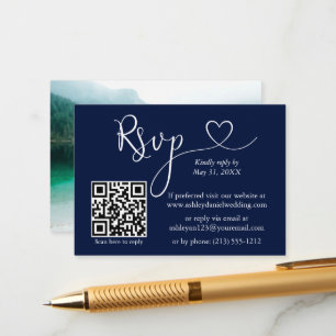 Calligrafie Hartelijk foto Bindje Blue QR RSVP Informatiekaartje