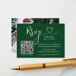 Calligrafie Hartelijk foto Groene QR RSVP Informatiekaartje