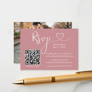 Calligrafie Hartfoto Bindend Roos QR RSVP Informatiekaartje